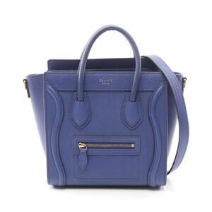 Celine Luggage Nano Shopper Handbag, Leather, Women's, Blue